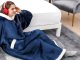 Warm Oversized Hoodie Blanket, Soft Wearable Robe with Hood, Navy Blue