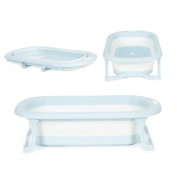 ECOTOYS Collapsible Baby Bathtub with Temperature Sensor Plug, Gray