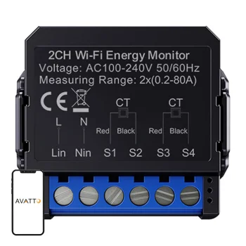 Smart Bi-Directional Energy Meter Avatto WPM16-2 80A WiFi