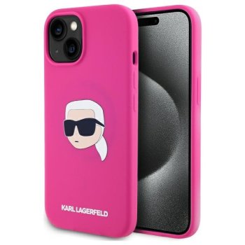 Karl Lagerfeld Silicone Karl Head Print MagSafe vāciņš iPhone 15, fuksijas