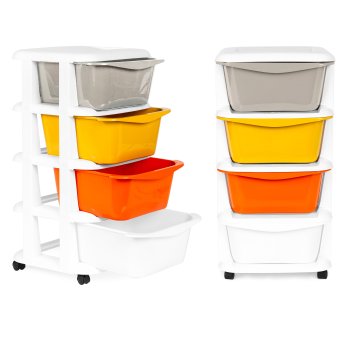 Kids Toy Storage Organizer with 4 Drawers and Wheels, Multicolor