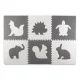 Kids Foam Mat Puzzle, White Gray Animals, 6 pcs