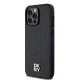 DKNY iPhone 14 Pro Max Case Leather Monogram Pattern Metal Logo MagSafe, Black