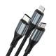 BWOO X274 3-in-1 Charging Cable USB to USB-C, Lightning and Micro USB 3A, Black