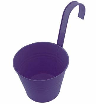 Practical balcony flower pot with handle, 16 cm, dark purple