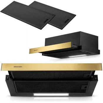 Berdsen BE-60-LW Telescopic Built-in Cooker Hood 60 cm, Black and Gold