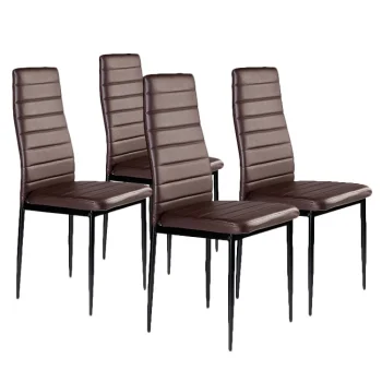 Modernhome Dining Chair Set, 4 pcs, Eco-leather, Brown