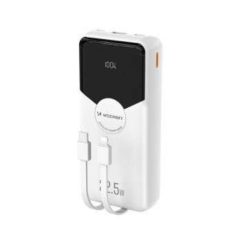 Wozinsky WFC-15W 20000mAh 22.5W Power Bank with Built-in Cables, White
