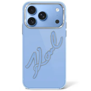 Karl Lagerfeld IML Big Signature Resin Metal Frame Case iPhone 17/18 Pro Max, Blue