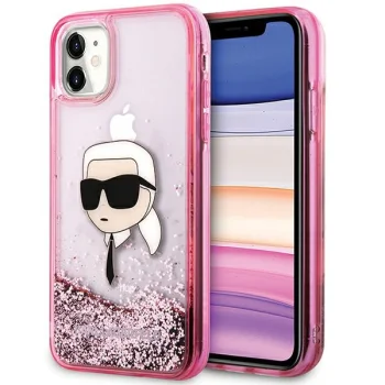 Karl Lagerfeld Glitter Karl Head dėklas iPhone 11 / XR, rožinis