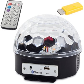 LED Disko Bumba ar Bluetooth, USB un Iebūvētiem Skaļruņiem | LED Disco Ball with Bluetooth, USB, and Built-In...