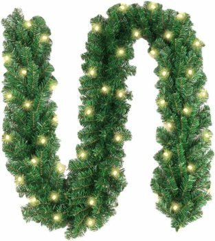 Pre-lit Christmas Garland with 70 LED Lights, 270 cm