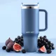 Berdsen Vacuum Thermos Tumbler with Straw 1180ml, Navy Blue