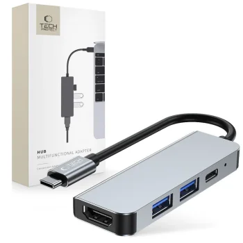 Tech-Protect V2 4in1 USB-C Hub (USB-A / USB-C / HDMI), Gray