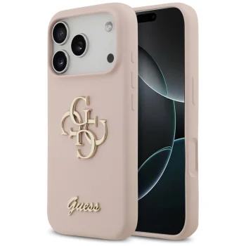 Guess iPhone 17 Pro Case Silicone Big 4G Script, Pink