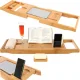 Ruhhy Bamboo Bathtub Caddy Tray, Expandable (75-112 cm)