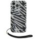 Apple iPhone 16 Pro 6.3\'\' Karl Lagerfeld IML Zebra Pattern & Cord Cover Case, Black