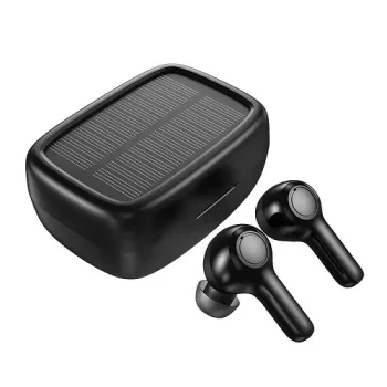 CHOETECH TWS Wireless Earbuds with Solar Panel Charging Case, Black