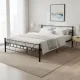 Metal Bed with Slatted Base ModernHome 166x210 cm, Black