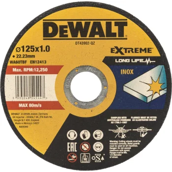 Cutting Disc DeWalt DT43902-QZ INOX, 125 x 1 x 22.23 mm