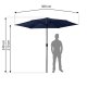 Plonos Foldable Garden Umbrella, 300 cm, Blue