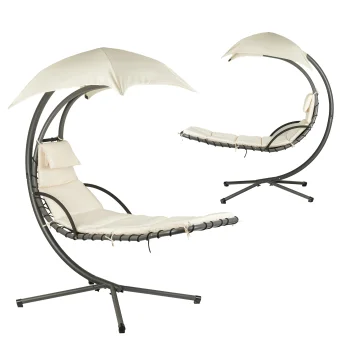 Multigarden PH006 Hanging Garden Lounger with Canopy, Beige