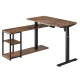 Ergo Office ER-450 Electric Height Adjustable Desk with Shelves, Rustic Brown