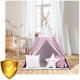 Nukido Children Tent Tipi with Lights, Pink stars