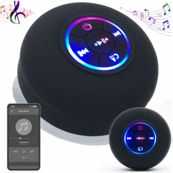 Mini Wireless Bluetooth Speaker with Suction Cup, IPX4, Black