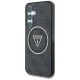 Guess 4G Glitter Triangle Buttons MagSafe dėklas Samsung Galaxy S25+, juodas