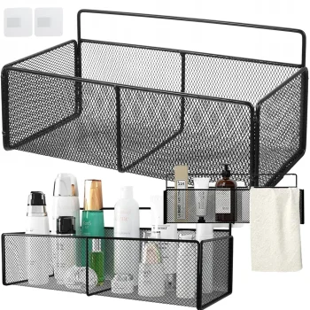 Black Metal Hanging Basket Organizer, 29x14x10 cm