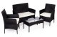 4-Seater Rattan Effect Garden Furniture Set MultiGarden, Black
