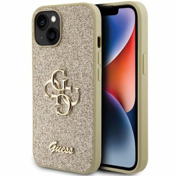 Apple iPhone 15 6.1'' Glitter Script Big 4G Case Cover, Gold