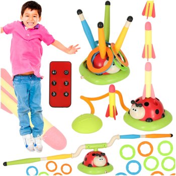 Aktīvā spēle bērniem 3in1 Mārīte rotējošā lecamaukla un riņķu mešana