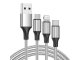 3-in-1 USB cable with lightning, micro USB, Type-C connectors, 1.2m, silver