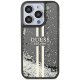Guess iPhone 15 Pro Case Liquid Glitter Gold Stripes, Black