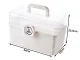 Folding Medicine Organizer and First Aid Box with Handle, White
