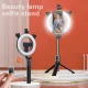 LED Selfie Ring Desktop Light Flash Tripod with Phone Holder and Bluetooth Remote Control (P40D-3), Black