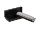 Diatonic Harmonica in Key of C with Case, 10 Holes, 20 Reeds, Silver-Black