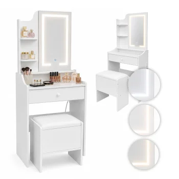 ModernHome Dressing Table with LED Mirror and Stool