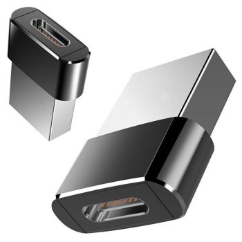 OTG adapteris USB-A uz USB-C datu pārsūtīšanai un uzlādei, melns