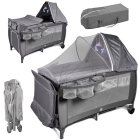 2-Level Folding Travel Cot & Playpen with Changing Table and Mattress