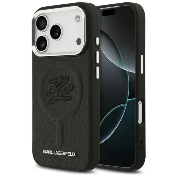 Karl Lagerfeld Initial & Metal Logo MagSafe Phone Case Cover iPhone 17 Pro - Black
