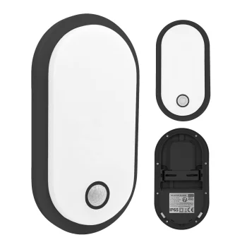 Maclean MCE534 B LED Light with PIR Motion Sensor, 10W/15W/18W, IP65, Black