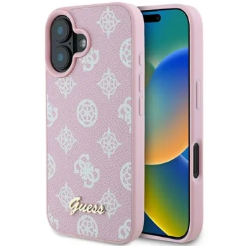 Apple iPhone 16 Plus 6.7'' Guess Peony Script Logo MagSafe Case Cover, Pink