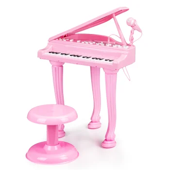 Kids' Piano Keyboard with Microphone, Stool & MP3 Input