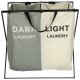 Two-Compartment Laundry Basket, White/Grey