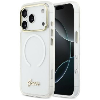 Guess IML Gradient Script Metal MagSafe Phone Case Cover iPhone 17 Pro Max - White