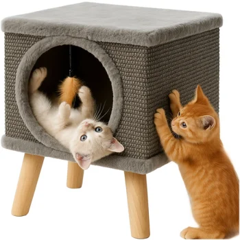 Purlov 26215 Cat House with Bed and Scratching Post