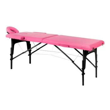Folding Wooden Massage Table Komfort Activ Fizjo 2 Segment Pink Black Wood